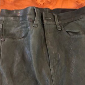 Dark green, leather pants.